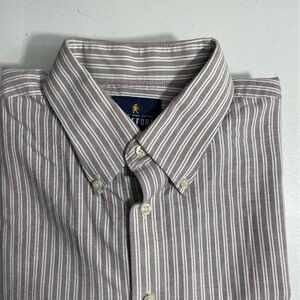 Stafford Men's Casual Button Down Shirt - Brown and White Stripes CB-114
